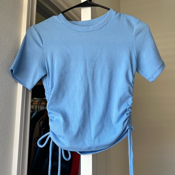 Zara Light Blue Ruched Top - Picture 1 of 3